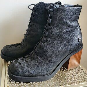 Kelsi Dagger Brooklyn Northern black leather lace-up combat boot size 7 women